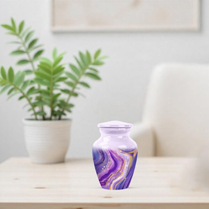 Purple Marble Metal Cremation Urn Decorative Memorial Vase <b>for</b> Human <b>Ashes</b> Tabletop Funeral Home Home Decor - Product Image 5