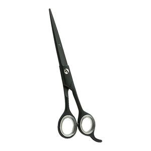 Ciseaux de coiffure professionnels noirs de 5,5 pouces, à lame droite, en acier inoxydable tranchant, pour barbier, avec grandes poignées ergonomiques - Product Image 3