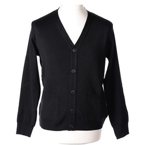 Cardigan en coton noir pour homme, col en V, manches longues, boutons sur le devant, couleur unie, vêtement d'automne, coupe classique - Product Image 1