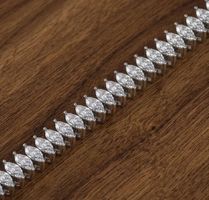 Luxury Marquise Cut Moissanite Tennis Bracelet <b>Iced</b> <b>Out</b> Hip Hop Jewellery White Gold Diamond Look Wrist <b>Chain</b> - Product Image 3