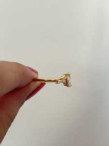 Bagues de fiançailles en or massif 14K 18K avec diamant de laboratoire en forme de poire de 1 carat, motif vague sculpturale, prix d'usine en gros - Product Image 4