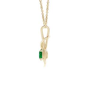 New 14K <b>Solid</b> <b>Gold</b> Natural Round Emerald Solitaire Infinity Knot <b>Pendant</b> Fine Jewellery Anniversary Wedding New Arrival - Product Image 3