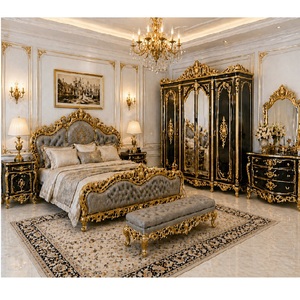 Majestic High End Carved Bed with Side <b>Table</b> Premium Golden Carved King Size Bedroom Sets Buy Antique Style Bedroom Furniture - Product Image 6