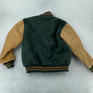 เสื้อแจ็คเก็ตวาร์ซิตี้ทรงสลิมฟิต รุ่นวิทยาลัย วัสดุผ้าขนสัตว์และหนัง สีเขียว ไซส์ใหญ่ แบบ Letterman ของแท้จากอเมริกา - Product Image 2
