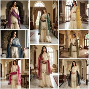 Conjunto de Vestido Gharara de Seda de Diseñador Fendy con Bordado Intenso, Mangas Largas y Dupatta de Tela Suave - Product Image 2