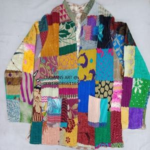 Chaqueta Kantha de retales, chaquetas de algodón de invierno de la India, chaquetas de trabajo Kantha, chaquetas Bohemias de algodón para damas - Product Image 1