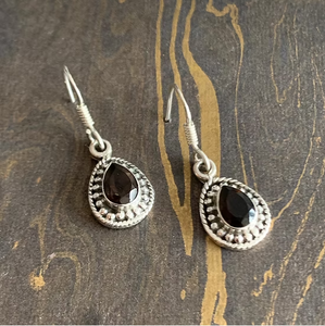 Dainty Elegant Teardrop Smoky Quartz Dangle Earrings 925 Sterling Silver Trendy Beaded Border Jewelry <b>Gift</b> For Anniversary - Product Image 2