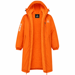 Professional Swim <b>Parka</b> <b>Waterproof</b> Fleece Lined Changing Robe Hooded <b>Jacket</b> for Competitive Swimmers Beach Pool Training - Product Image 3