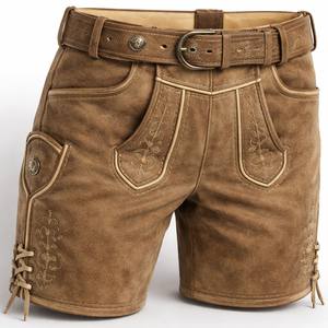 Pantalones Cortos Bávaros Personalizados para Hombre, de Cuero Genuino con Mezcla de Algodón, Logotipo Personalizado y Etiquetas Tejidas - Proveedor Mayorista OEM - Product Image 4