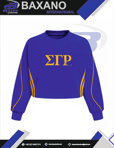 เสื้อครอปสีน้ำเงินและสีทองของชมรมซิกมาแกมมาโร พร้อมลายปักสีทองและดีไซน์ลายพิมพ์  สำหรับชมรม SGR ชุดนักศึกษา - Product Image 5