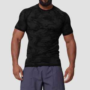 Camiseta Deportiva de Compresión para Hombre, Corte Ajustado, Cuello Redondo, Manga Corta, Transpirable, Spandex/Poliéster, Estilo Urbano, 220g, Color Sólido - Product Image 2