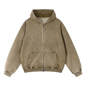 Sudaderas con capucha extragrandes para hombre, estilo holgado, sudadera con capucha de mezclilla para hombre, estilo con cremallera, sudaderas con capucha con lavado ácido para hombre, sudaderas estilo streetwear. - Product Image 4