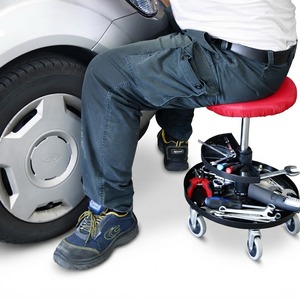 Silla Elevadora de Taller con Capacidad de Carga de 300 lb y Bandeja de Almacenamiento, Asiento Ajustable para Mecánicos, para Reparación de Automóviles GAPSTL009 - Product Image 1