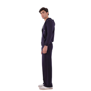 Sweat à capuche zippé bleu marine personnalisé avec logo pour femme, en molleton épais, avec cordon de serrage, style streetwear, vente en gros - Product Image 1