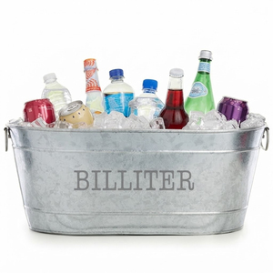 Hot Seller Galvanized Metal Beverage <b>Cooler</b> Tub With Sturdy Handles Rust-Resistant Steel <b>Drink</b> Wine Beer Chiller Holder Bucket - Product Image 5