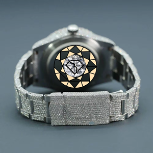 Reloj de Moissanita de Lujo para Hombre, Esfera Negra, Reloj con Pedrería, Acero Inoxidable, Estilo Diamante, Reloj de Moda - Product Image 4