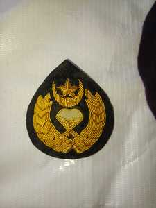 Custom Embroidered <b>Patch</b> With Gold Wings And Maple Leaf Design <b>On</b> Black Felt <b>Sew</b>-<b>On</b> Badge For Uniforms - Product Image 1