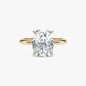 4CT Cushion Cut Diamond Solitaire Engagement <b>Ring</b> 14K Yellow Gold <b>Plain</b> Band Wholesale Custom Jewelry - Product Image 2