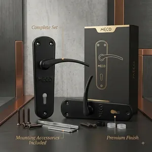 Poignée de porte universelle KELLTON en acier inoxydable, étanche, avec bouton-poussoir, design moderne ambidextre pour chambre, hôtel, villa - Product Image 6