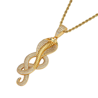Collier Hip Hop pour Homme avec Pendentif Serpent en Strass, Chaîne Bling en Cristal, Bijou Moissanite Streetwear Plaqué Or, Cadeau