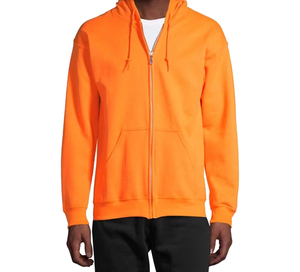 Sudadera con capucha y cremallera para hombre, color naranja, estilo casual, tejido French Terry, color sólido, para otoño, color personalizado. - Product Image 4