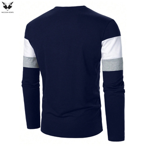 Chemises à manches longues pour hommes durables, design moderne élégant, hauts à manches longues confortables, col rond, tissu de qualité supérieure, t-shirt décontracté - Product Image 2