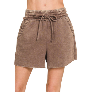 Shorts Casuales de Mujer de Alta Calidad, Nuevo Diseño, Lavado Medio, 100% Algodón, Logotipo Impreso Personalizado, Cordones, Transpirables, Cintura Media - Product Image 1