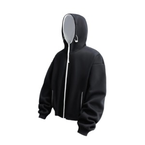 Men's Hooded Zip-Up Sweatshirt Solid Color Knitted Casual Autumn Wear Oversized Fit Regular Sleeve Length 2027 - Product Image 4