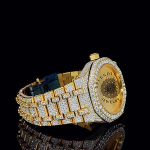 Splendide montre de luxe en diamant, boîtier en argent et moissanite, mouvement à quartz analogique ETA, 28 mm, verre saphir, papillon - Product Image 2