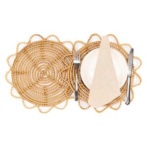 Décoration de la maison bohème peint à la main écologique rotin fleur pétoncle napperons/chargeur 50pcs intérieur extérieur utilisation personnalisée - Product Image 4