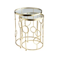 Table gigogne en métal de qualité supérieure avec plateau en marbre, tables d'appoint rondes durables pour le mobilier de salon contemporain