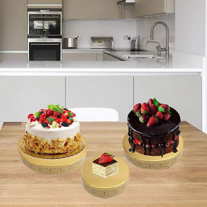 Premium Round Gold Iron <b>Cake</b> Display <b>Stand</b> with Floral Edge Dessert Pedestal for Wedding Reception Birthday Celebration and <b>Cake</b> - Product Image 2