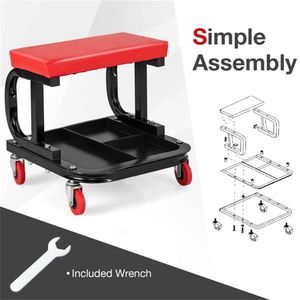 Black Rolling Creeper with Cushioned Seat and Classfied Tool Tray for Auto Repair - Product Image 5