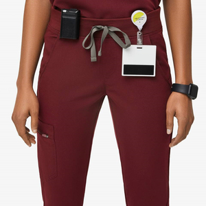 Medical <b>Scrub</b> Uniform 3 Piece <b>Set</b> V-Neck Top Jogger Pants Long Sleeve Layer Wholesale OEM Healthcare <b>Scrubs</b> <b>Set</b> with Undershirt - Product Image 6