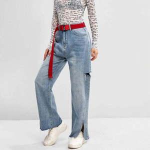 Pantalones Cargo de Mezclilla para Mujer, Estilo Urbano, con Logotipo Personalizado, Jeans Pintados, OEM, ODM, Venta al Por Mayor, Prendas Premium, Diseño Personalizado, Impresión en Poliéster - Product Image 4