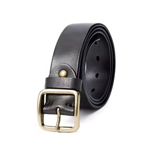 Cinturón Casual de Cuero Genuino 2026 de Gran Venta, Negro Sólido, Piel de Vacuno, Hebilla de Cobre Rectangular, Duradero, Moldeado en una Sola Pieza - Product Image 1