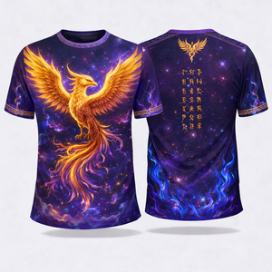Camiseta Deportiva Unisex de Manga Corta con Estampado de Fénix, Sublimación, Poliéster, Corte Holgado, Diseño Animal - Product Image 1