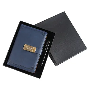 Regalo di natale per i dipendenti taccuino con Password di blocco di sicurezza in similpelle blu Navy con penna