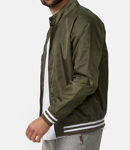 Chaqueta Bomber Verde Oliva para Hombre, Cuello Alto, Cierre de Cremallera, Casual, Resistente al Viento, Poliéster, Corte Ajustado, para Otoño - Product Image 1