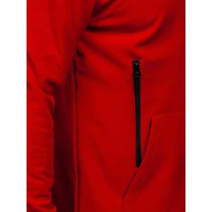 Veste en polaire à capuche rouge pour homme, fermeture éclair, coupe-vent décontractée, manteau d'extérieur pour l'automne - Product Image 5