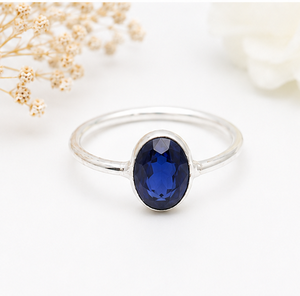 <b>Blue</b> Sapphire Solitaire <b>Ring</b>, 925 Sterling Silver <b>Ring</b>, September Birthstone Gift for Her - Product Image 2