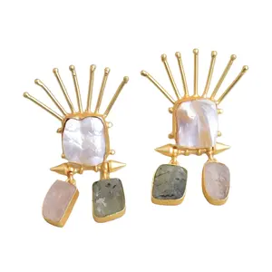Statement Earring Studs with Semi-Precious Stone Drop Earrings Handcrafted Jewelry Wholesale Suppliers Luxurious Unique Designs
