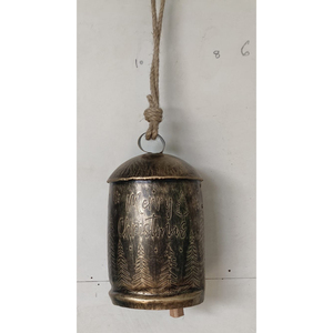 Handcrafted Antique Copper Finish <b>Cow</b> <b>Bell</b> With Jute Rope Rustic Metal Christmas Hanging <b>Bells</b> For Vintage Holiday Home Garden - Product Image 3