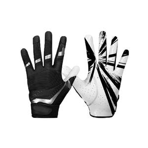 Outdoor Sports Gloves White Black Screen Printing Breathable Popular Style Football Receiver Gloves - Product Image 3