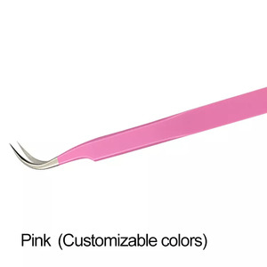 Pinzas de acero inoxidable de última generación, color rosa, 5 piezas, personalizables, de 45, 75 y 90 grados, con punta de fibra para pestañas y cejas, para volumen. - Product Image 4