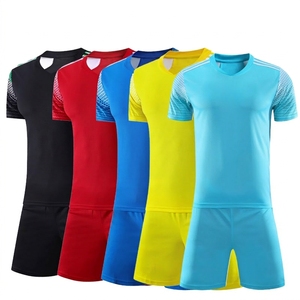 Ensembles d'uniformes d'équipe en gros, maillots de football personnalisés, imprimés par transfert thermique, respirants, séchage rapide, 100% polyester, col en V, manches courtes - Product Image 5