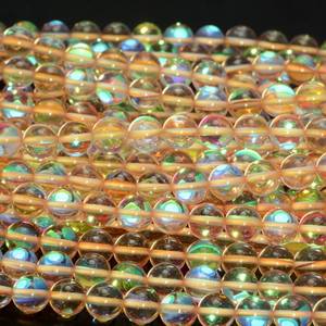 Perles rondes en quartz mystique couleur champagne, lot en vrac de pierres précieuses naturelles pour la fabrication de bijoux, perles en vrac pour le bricolage - Product Image 5