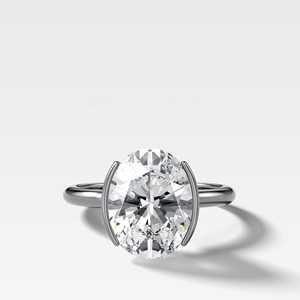 3 CT CVD Oval Lab Grown Diamond Half Bezel <b>Ring</b> 10K 14K 18K Solid Gold 925 <b>Silver</b> 1.7mm Band Solitaire Engagement <b>Ring</b> Wholesale - Product Image 4