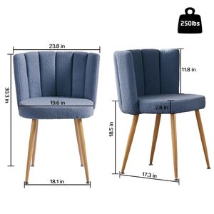 Set di 2 Sedie da Pranzo Moderne Blu Nebbia con Gambe in Ferro Color Legno, Cuscini a Pelo Corto e Schienale Confortevole - Product Image 5