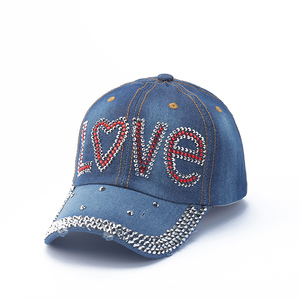 Fashion <b>Summer</b> Spring Rhinestone Printed Denim Baseball <b>Cap</b> Custom Logo Sport <b>Cap</b> for Women Men - Product Image 3